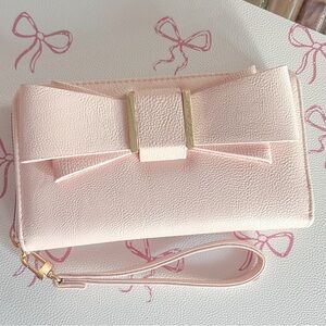 Betsey Johnson Blush Pink Bow Wristlet